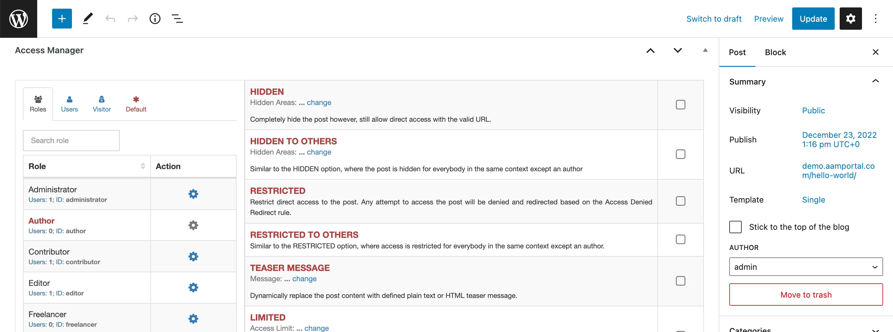 AAM Access Manager Widget