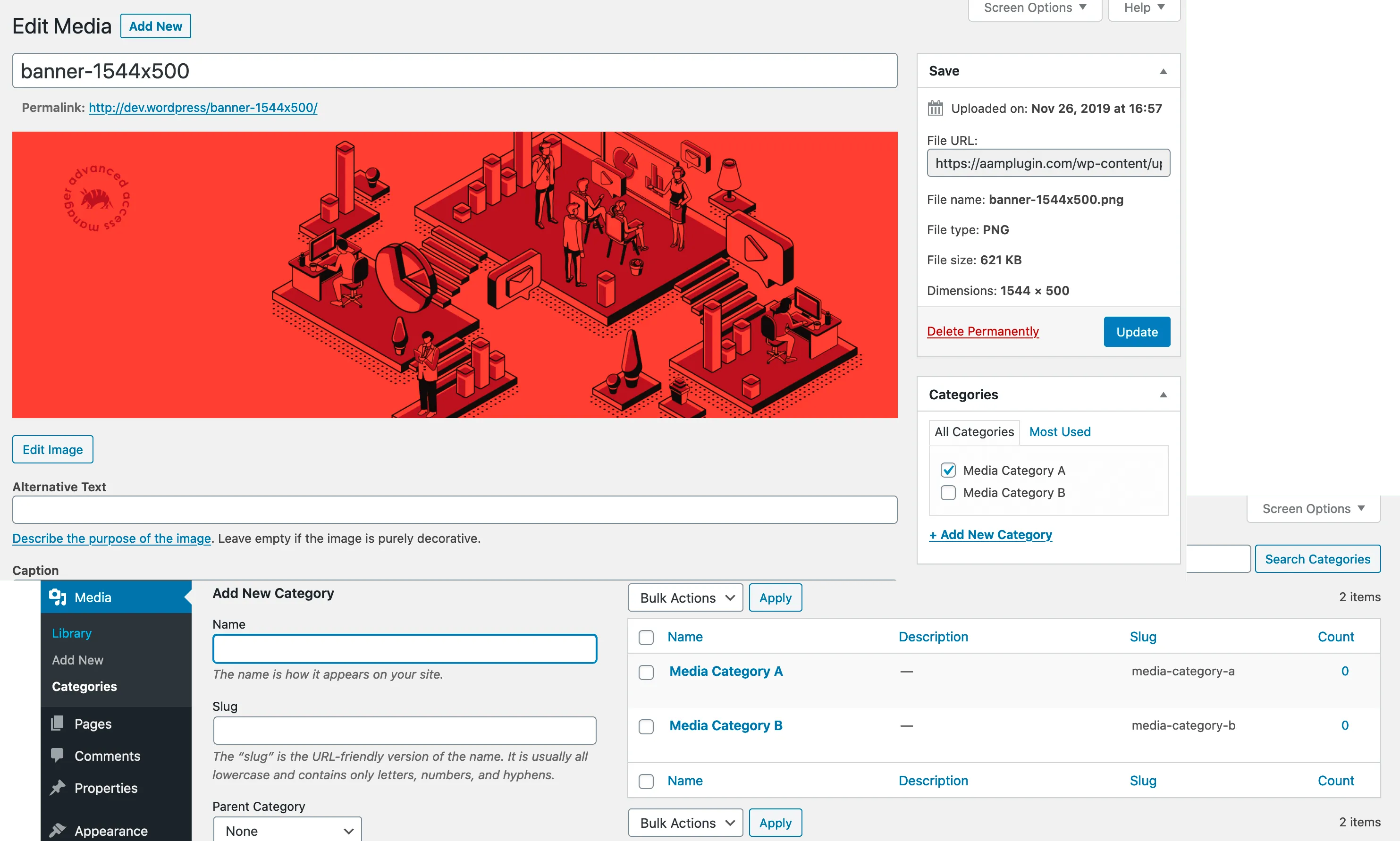 WordPress Media Category