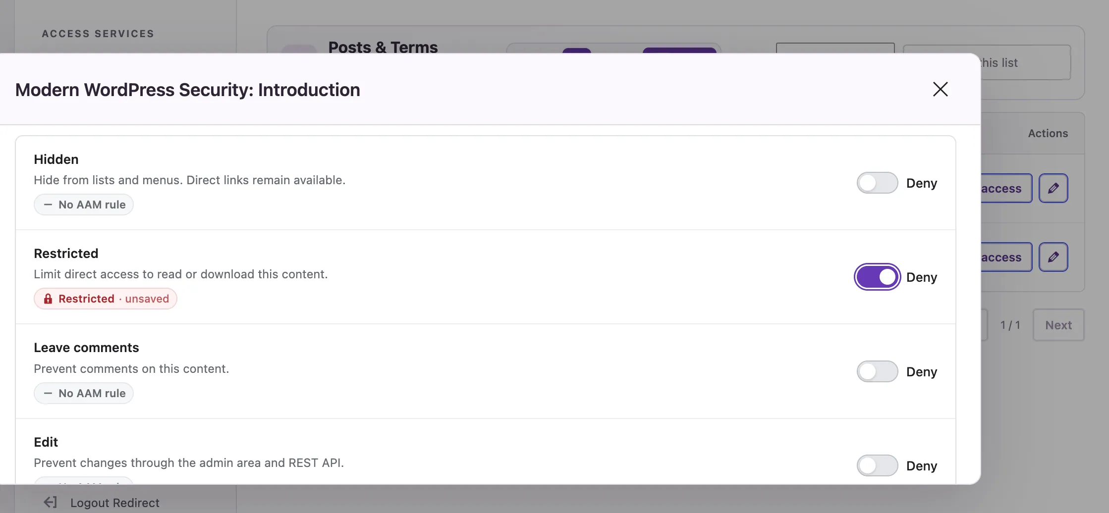 AAM Posts &amp; Terms Default Access Form