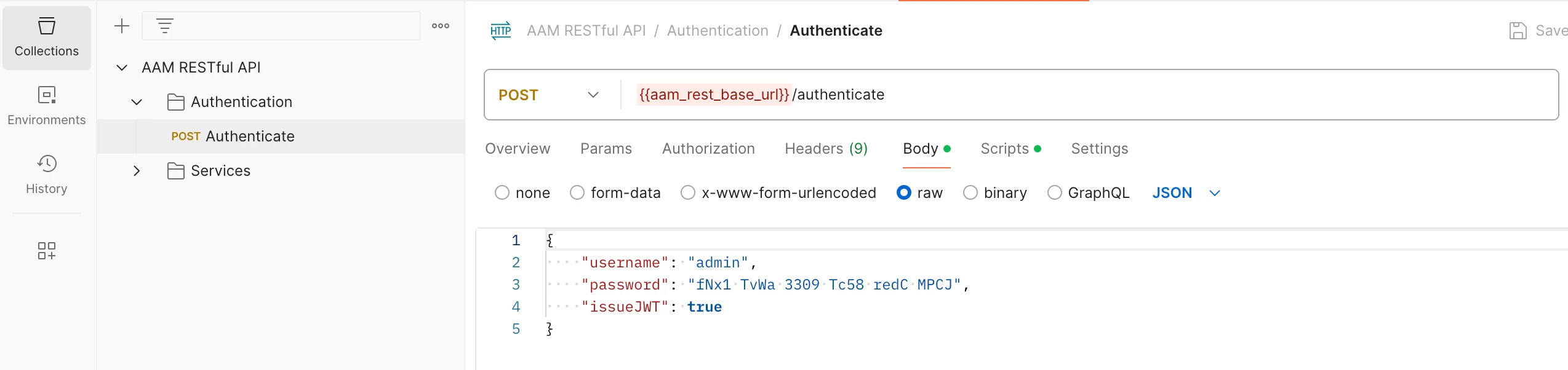 Postman Authentication Request