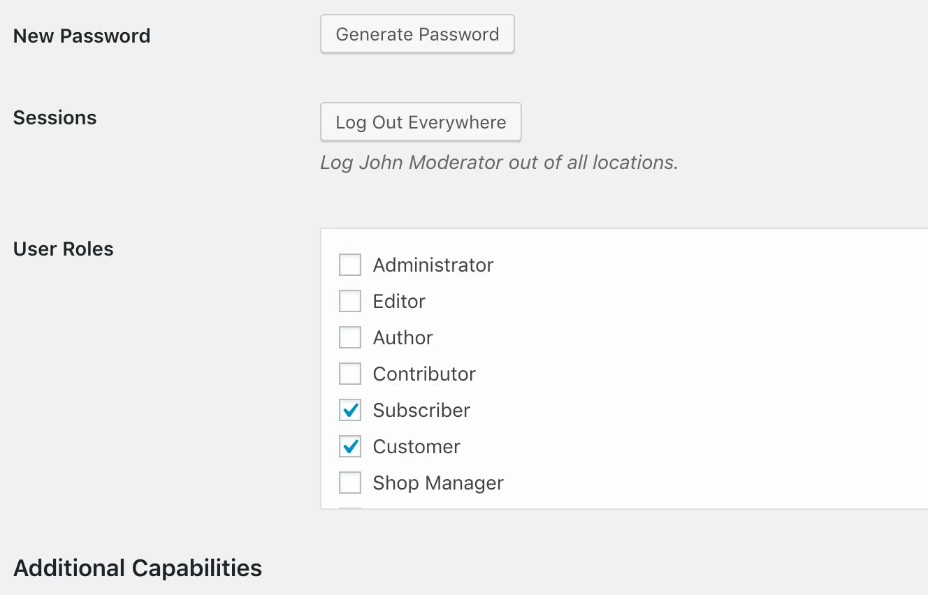 WordPress Multiple Roles Select