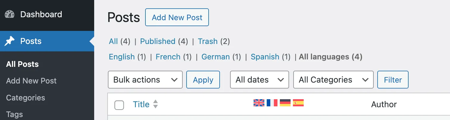 WPML All Languages Option