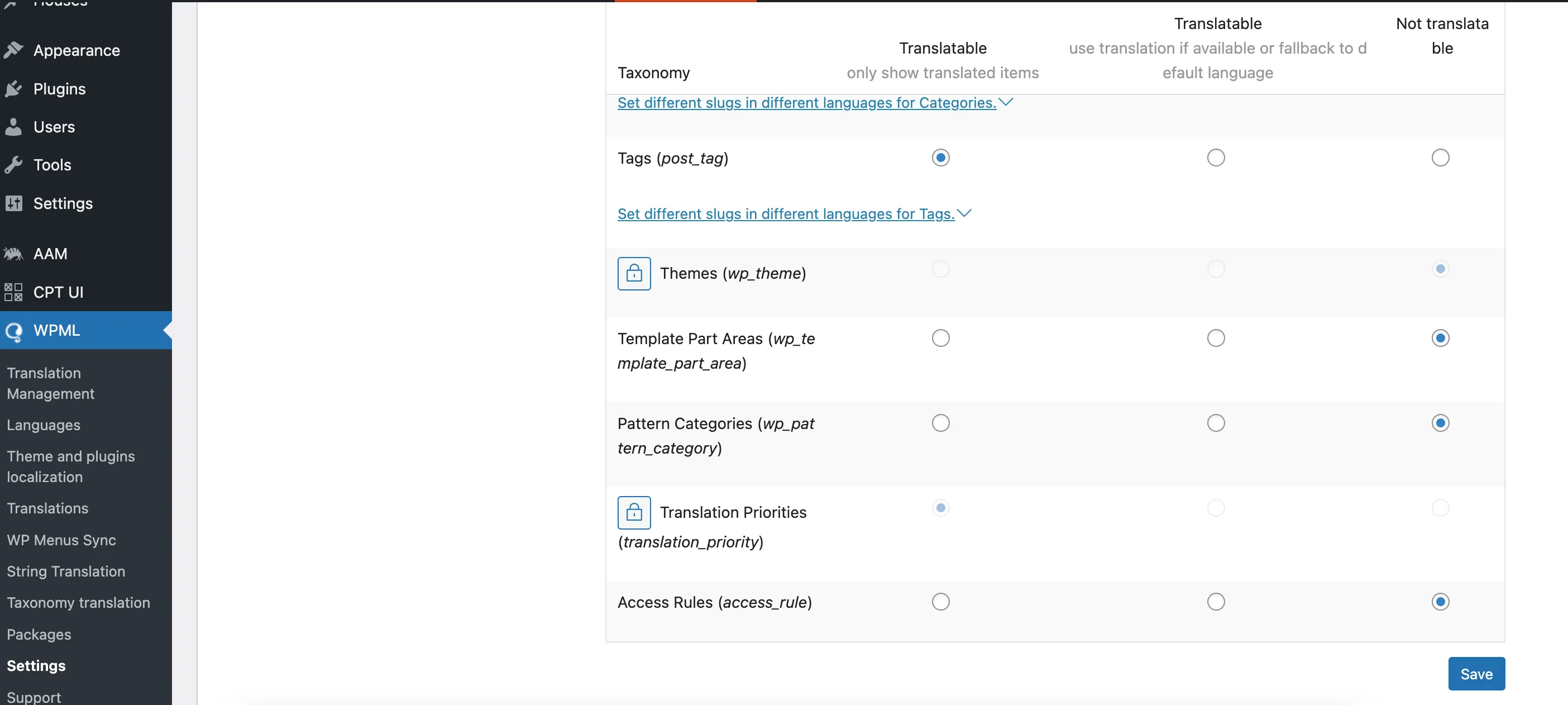 WPML Exclude Taxonomies From Transaction