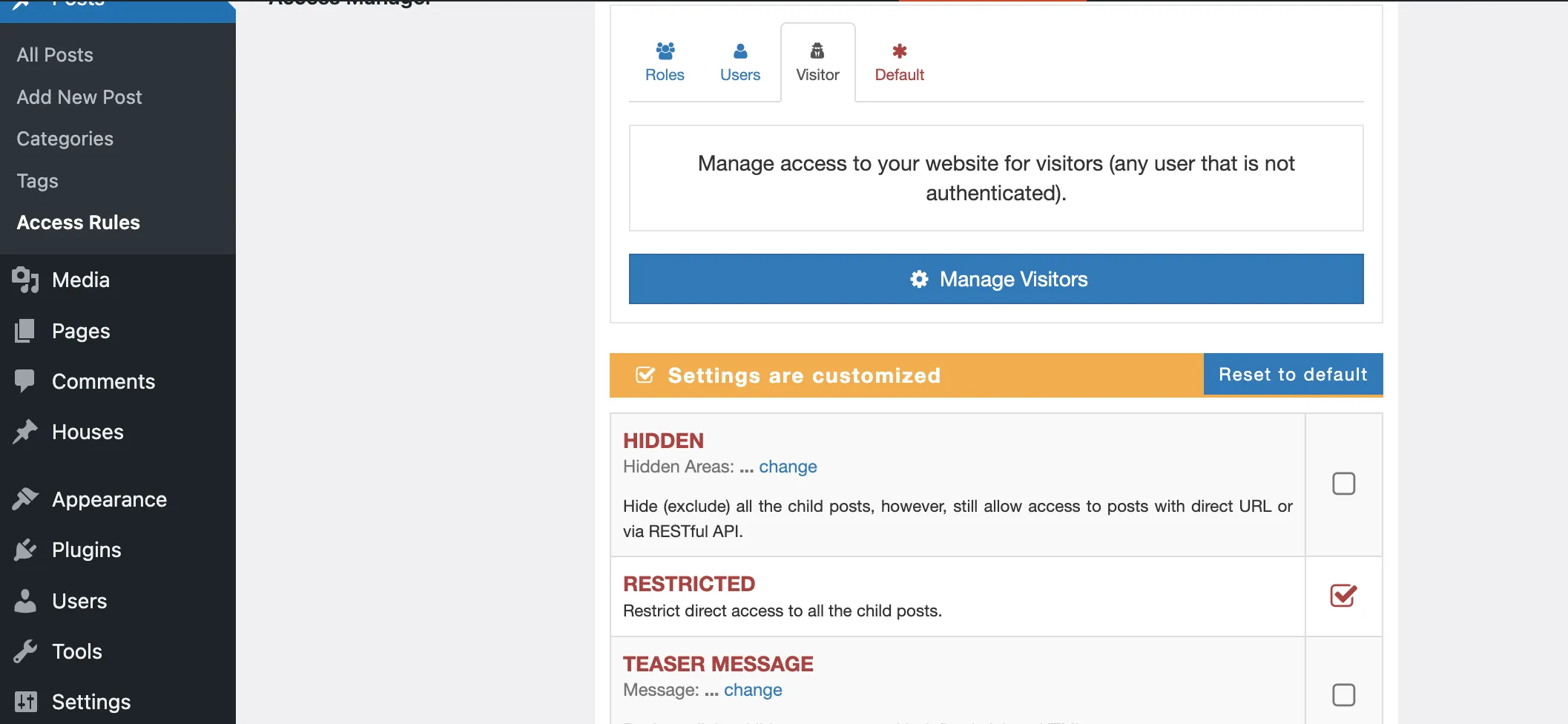 AAM Restricted Categories Controls