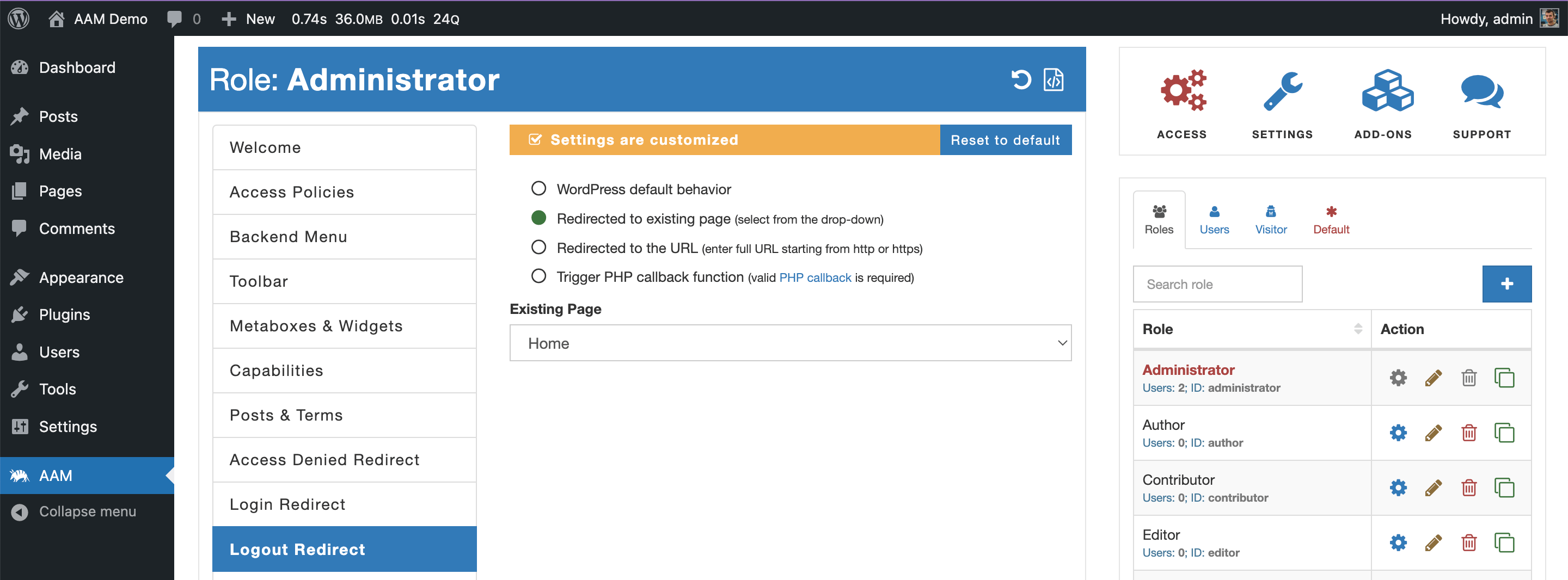 AAM Logout Redirect Service