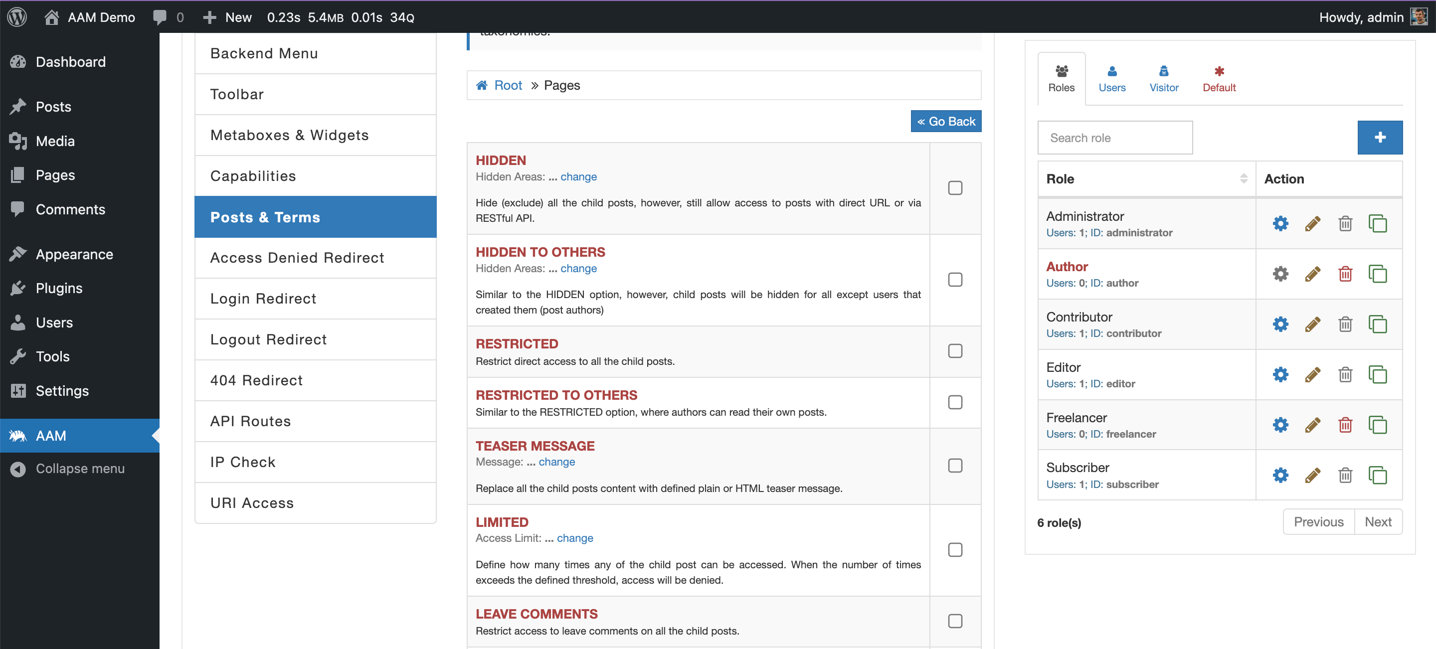 AAM Posts & Terms Default Access Form