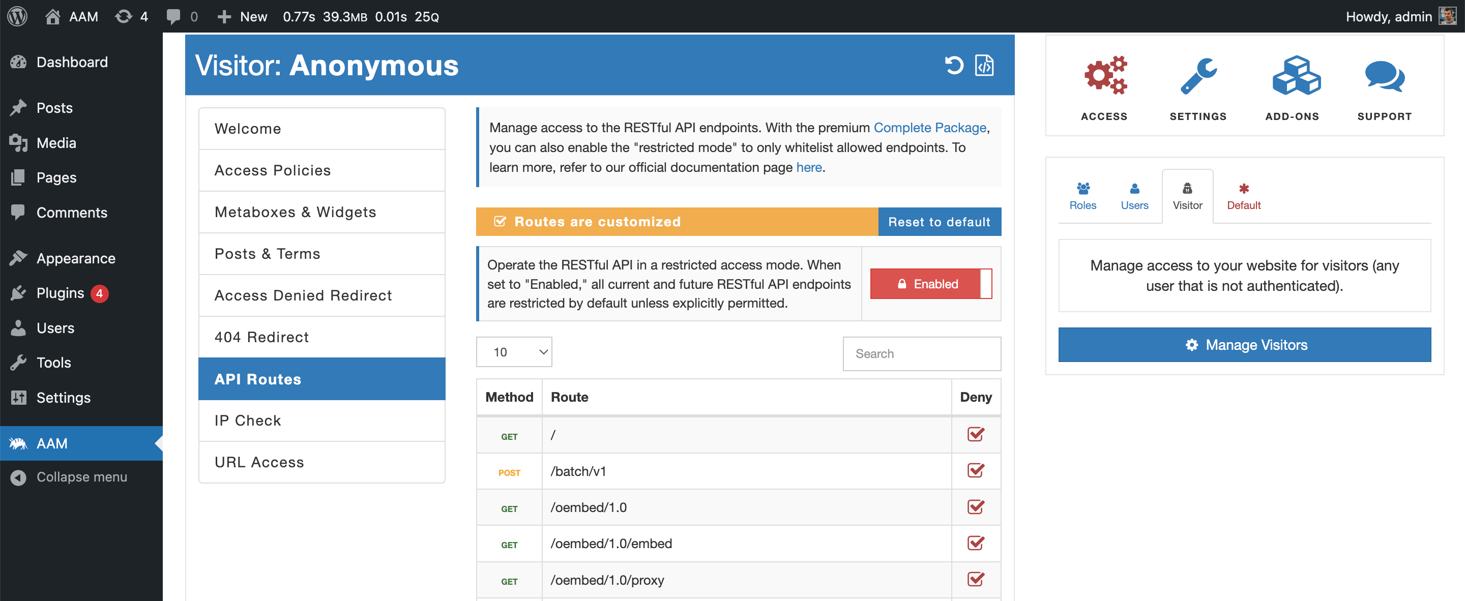 AAM RESTful API Restricted Mode