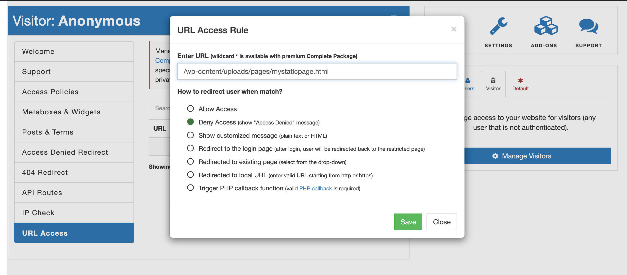 URL Access Control For Static Page