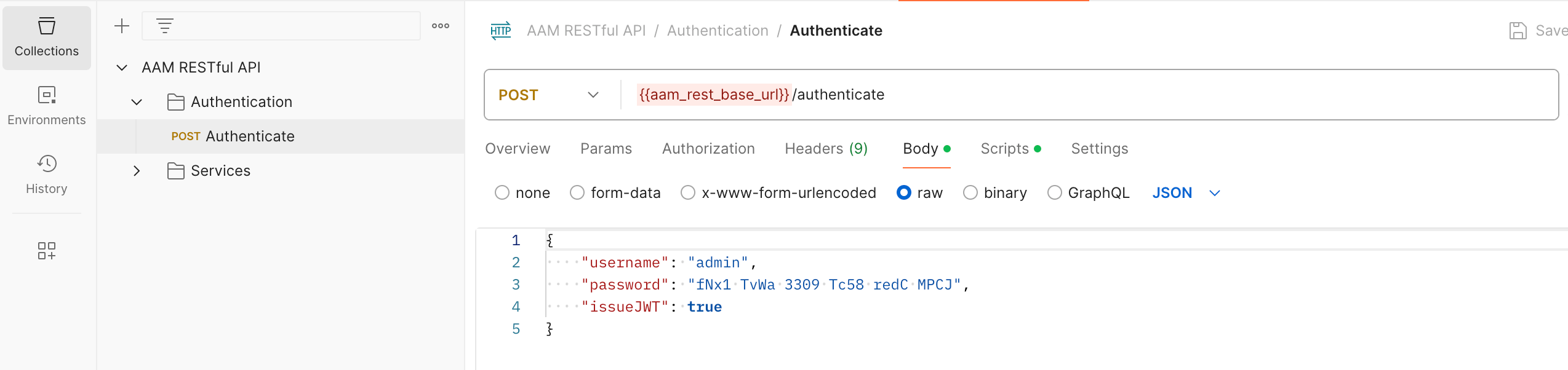 Postman Authentication Request