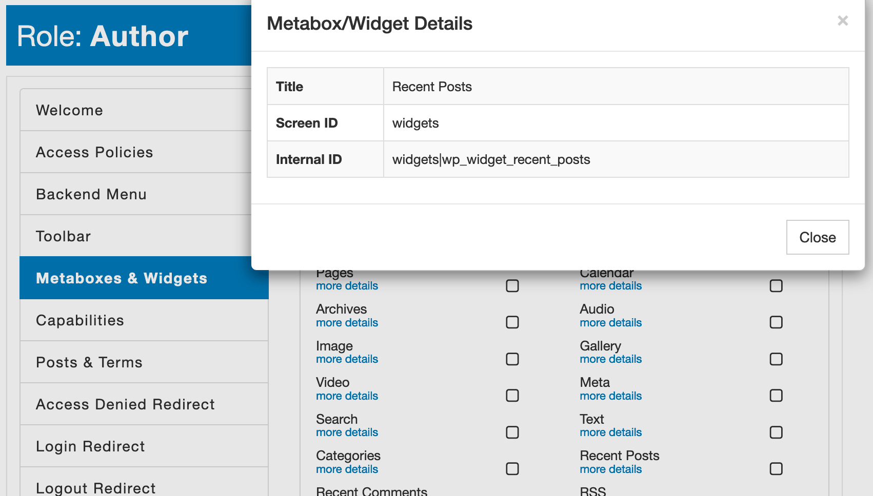 Metabox Widget ID