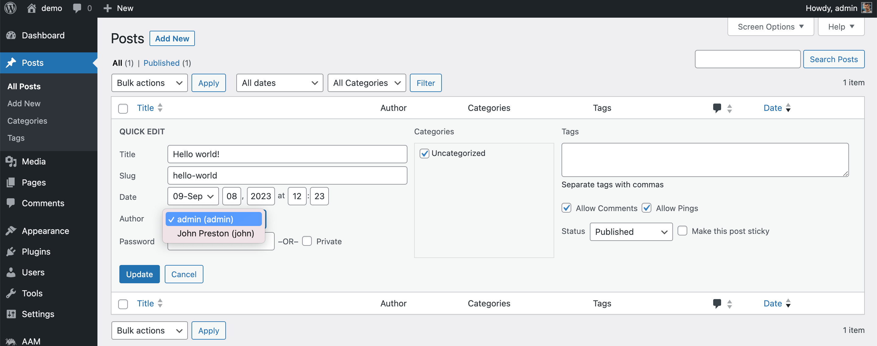 WordPress Author Attribute