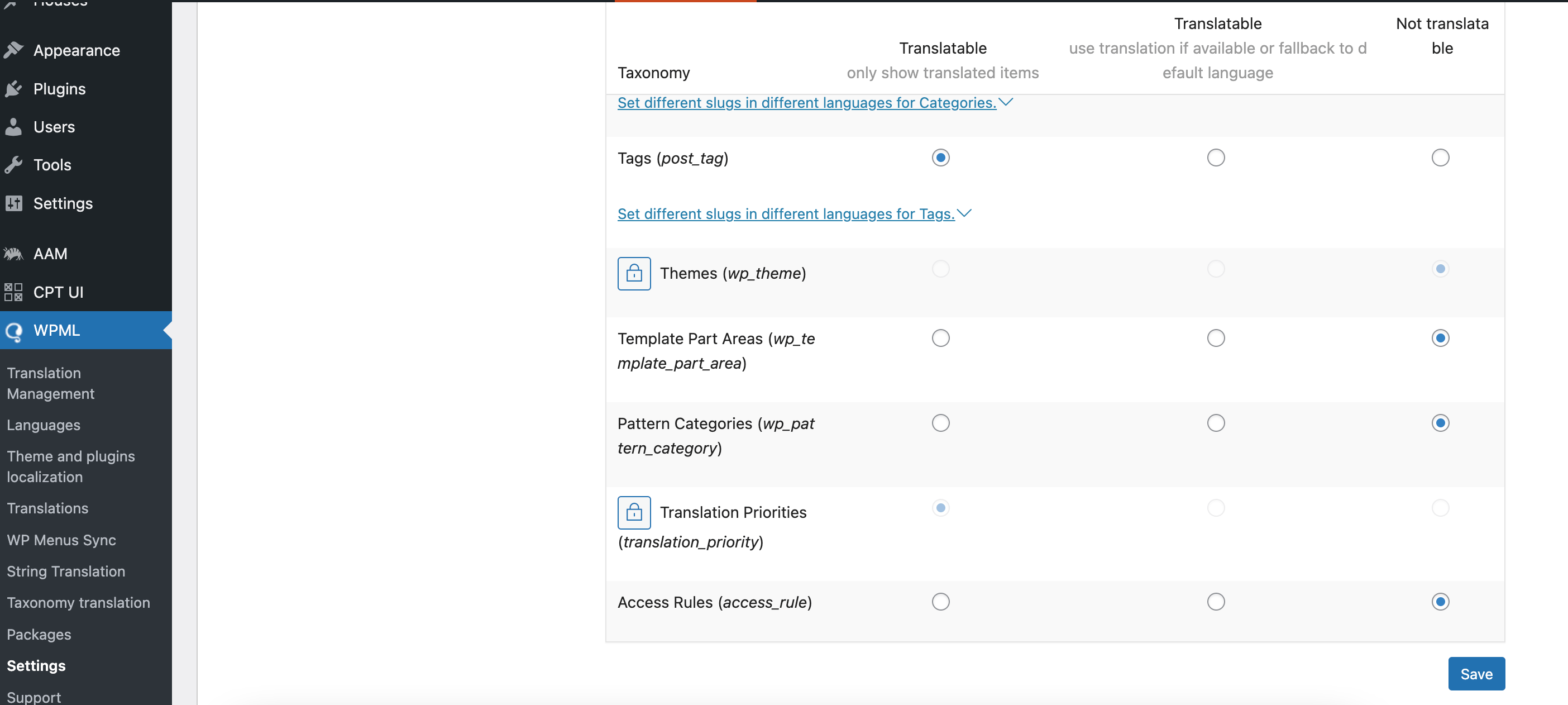 WPML Exclude Taxonomies From Transaction